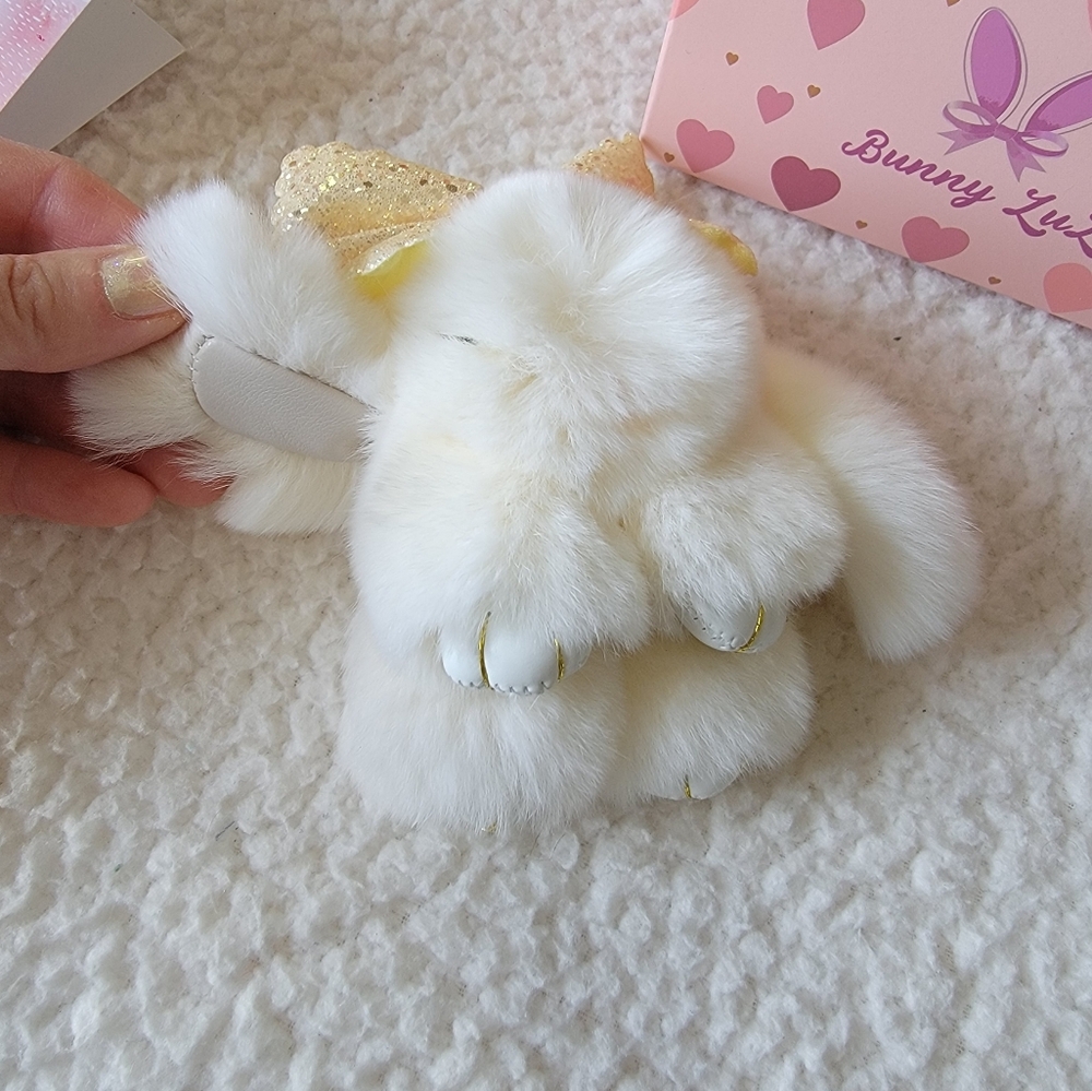 Fluffy Bunny Bag Charm Real Rabbit Fur - Picture 6 of 13